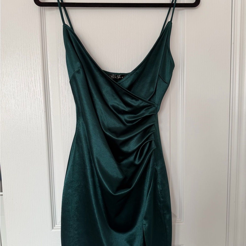 Honey Elegant Green Satin Dress